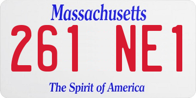 MA license plate 261NE1