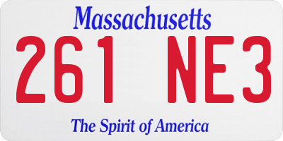 MA license plate 261NE3