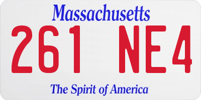MA license plate 261NE4