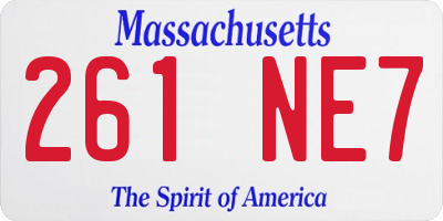 MA license plate 261NE7