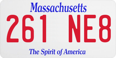 MA license plate 261NE8