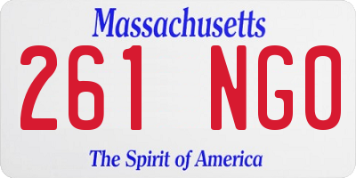 MA license plate 261NG0
