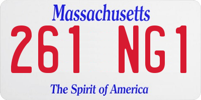 MA license plate 261NG1