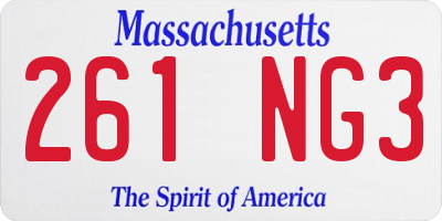 MA license plate 261NG3