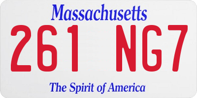 MA license plate 261NG7