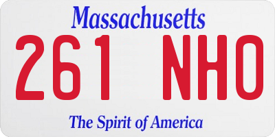 MA license plate 261NH0