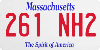 MA license plate 261NH2