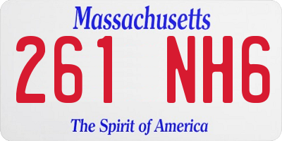 MA license plate 261NH6