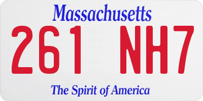 MA license plate 261NH7