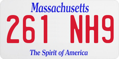 MA license plate 261NH9