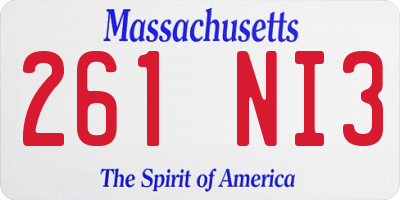 MA license plate 261NI3