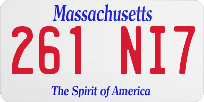 MA license plate 261NI7