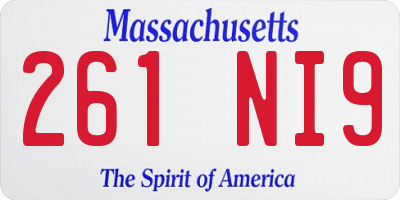 MA license plate 261NI9
