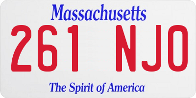 MA license plate 261NJ0