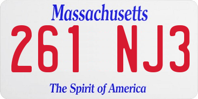 MA license plate 261NJ3