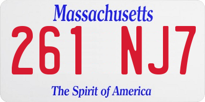 MA license plate 261NJ7