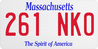 MA license plate 261NK0