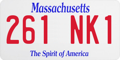 MA license plate 261NK1
