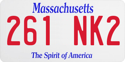 MA license plate 261NK2