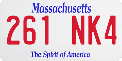 MA license plate 261NK4