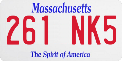 MA license plate 261NK5