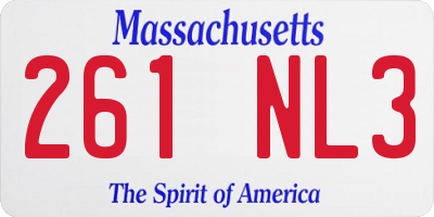 MA license plate 261NL3