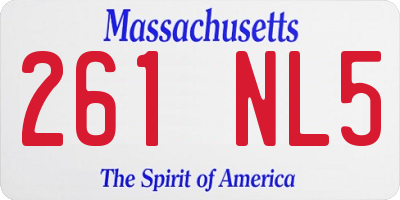 MA license plate 261NL5