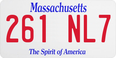 MA license plate 261NL7
