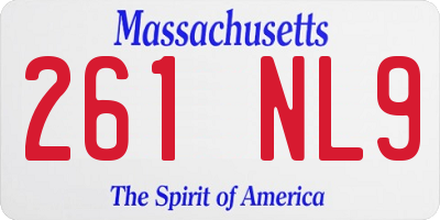 MA license plate 261NL9