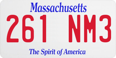 MA license plate 261NM3