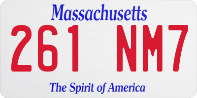 MA license plate 261NM7
