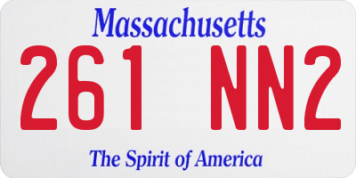 MA license plate 261NN2