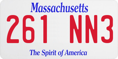 MA license plate 261NN3
