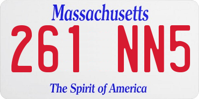 MA license plate 261NN5
