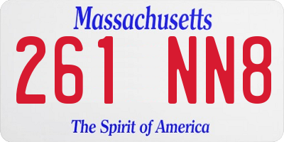MA license plate 261NN8