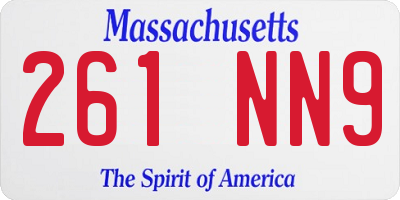MA license plate 261NN9