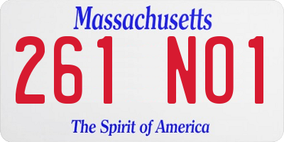 MA license plate 261NO1