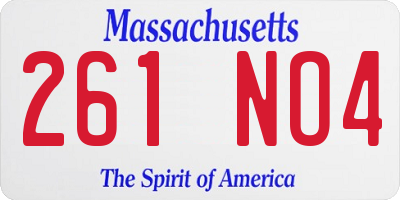 MA license plate 261NO4