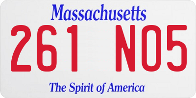 MA license plate 261NO5
