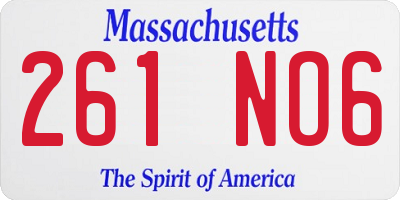 MA license plate 261NO6