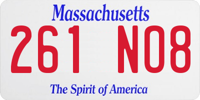 MA license plate 261NO8