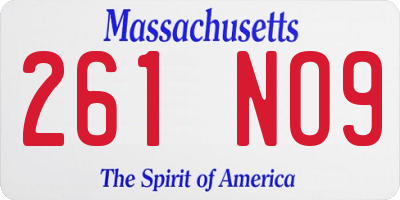 MA license plate 261NO9