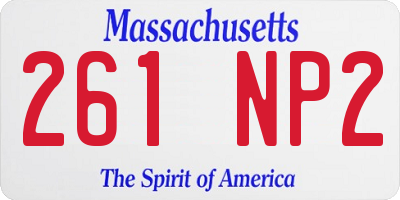 MA license plate 261NP2