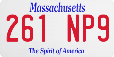 MA license plate 261NP9