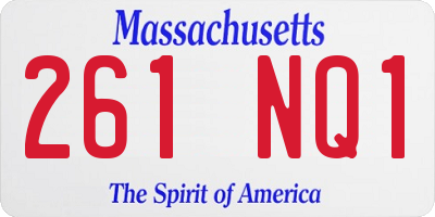 MA license plate 261NQ1