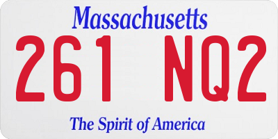 MA license plate 261NQ2