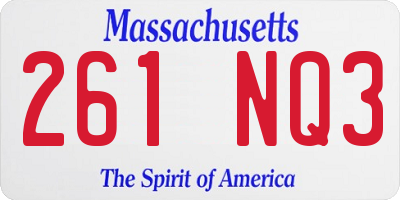 MA license plate 261NQ3
