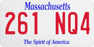 MA license plate 261NQ4