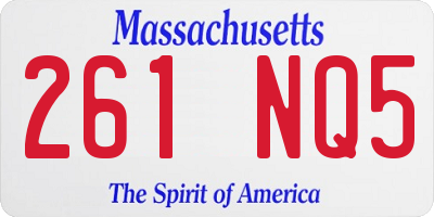 MA license plate 261NQ5