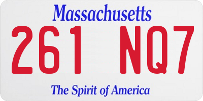 MA license plate 261NQ7